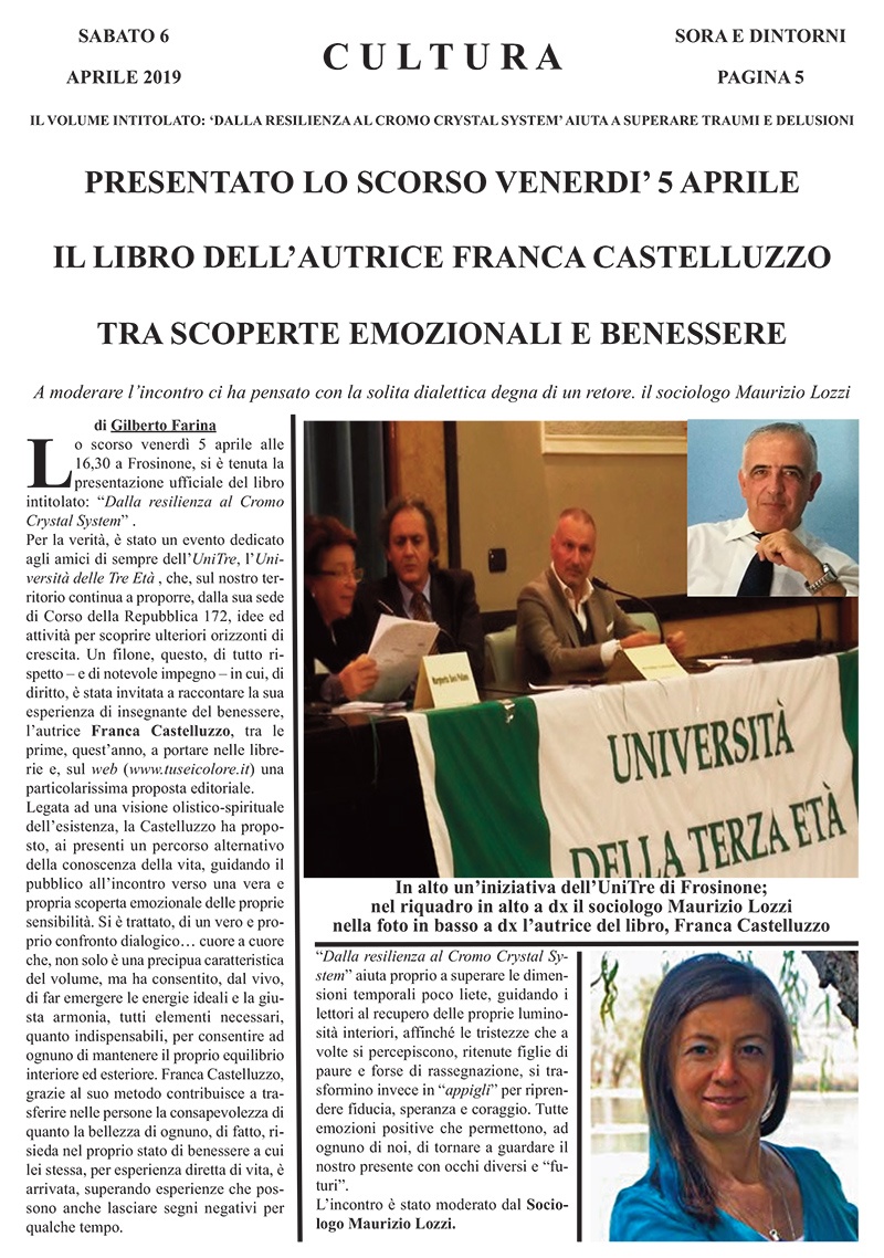 Franca Castelluzzo presenta il suo Libro a Frosinone